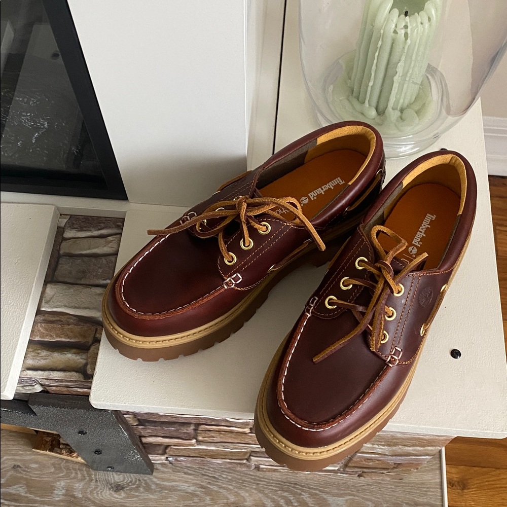 🆕 Urban Outfitters X Timberland Stone Street Platform Boat Shoes in burgundy - Picture 4 of 12